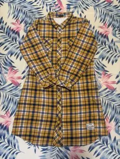 裏ボア　チェックシャツワンピース