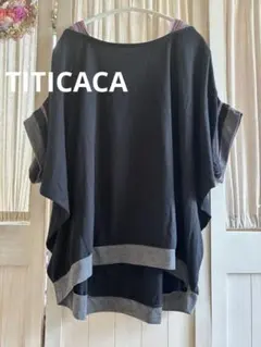 TITICACAチチカカ　ドルマンスリーブトップスF 黒×グレー　刺繍のサムネイル