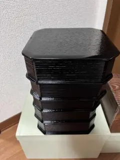漆器 重箱 五段 黒漆 縁高重 茶道