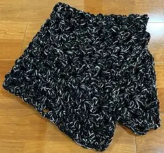 ブラック　ブランケット　手編み　ハンドメイド　約63センチ