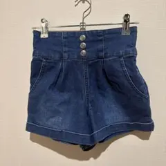 キッズ デニム ショートパンツ ハイウエスト