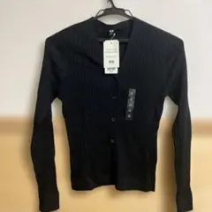 UNIQLO エクストラファインメリノリブショートカーディガン M ブラック