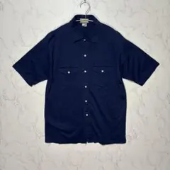 80's USA製L.L.Bean ネイビー ワークシャツ 半袖シャツライル生地