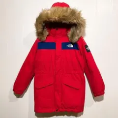 【130サイズ】ザノースフェイス ダウンコート ボックスロゴ レッド D198