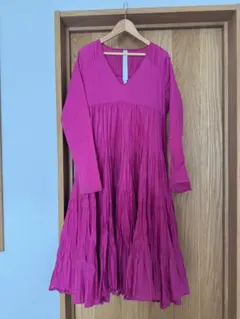 美品 マーレット RODAS DRESS ティアードワンピース ピンク ロング 美品 マーレット RODAS DRESS ティアードワンピース ピンク ロング