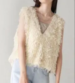 【Bab】2wayフリンジベスト　アイボリー