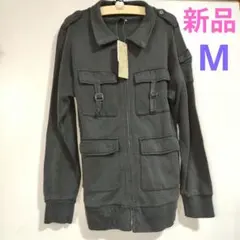 【新品タグ付き】 グレー ジップアップジャケット M