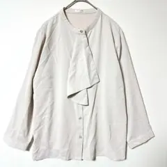 グラシア ボウタイブラウス 長袖 ノーカラー M 比翼 グレージュ iのサムネイル