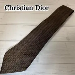 【美品】　Christian Dior ネクタイ　柄　ロゴ　ブラウン　シルク
