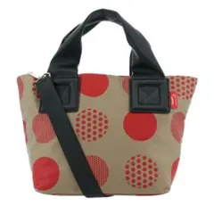 赤　ドット　撥水　トートバッグ　ナイロン　2way　SALON de RUBAN