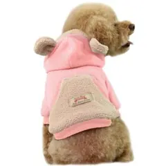 新品 耳付きフードジャケット ピンク 犬服