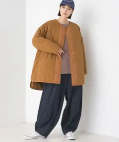 ♥値下げ♥新品タグOMNISオニオンキルトノーカラーブルゾンF!ライトアウター