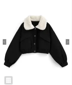 GRL ボア襟ショート丈ジャケット　ブラック