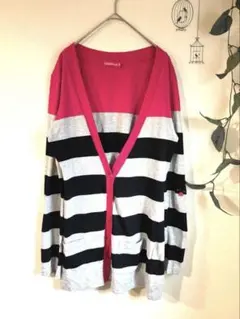 Terranova★ボーダー カーディガン ピンク M 羽織り イギリス