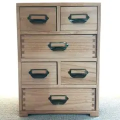 木製 卓上 小物収納 チェスト 引き出し6つ付 ナチュラル アンティーク風