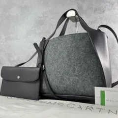 超美品・使用感少✨ステラマッカートニー バッグ グレー系 サークルロゴ 2way