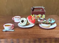 ミニチュア　ドーナツ＆カフェオレ　セット　ハンドメイド