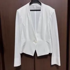 【クードシャンス）】ノーカラージャケット ホワイト 34サイズ 7号 XS~S