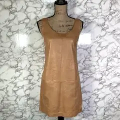 VINCE ヴィンス　（2）　ラムレザーノースリーブワンピースドレス　ベージュのサムネイル