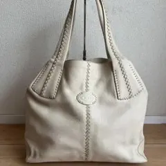✨️美品✨️ トッズ トートバッグ 肩掛け アイボリー レザー ロゴ