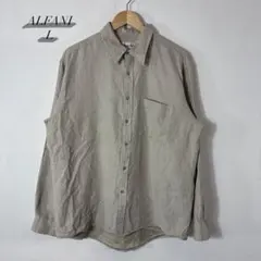 ALFANI ヴィンテージ レトロ 長袖シャツ ベージュ 無地 シンプル Lのサムネイル