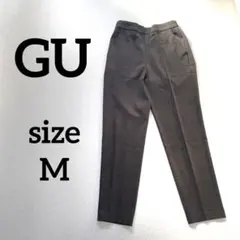 ジーユー　2WAYストレッチパンツ　ダークブラウン チェック柄　M ウエストゴム