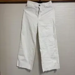 H&M エイチアンドエムホワイトデニム ワイドパンツ 切りっぱなし【w68cm】のサムネイル