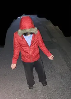 ファー付き　ダウンジャケット　赤　Y2K グランジ　お兄系　平成　ギャル男　短丈