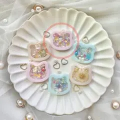 【名前・文字入れ無料】シャカシャカキーホルダー(マカロンピンク・くま)