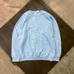 7AS12 JERZEES スウェット　裏起毛　L 水色　ハンド刺繍　古着のサムネイル