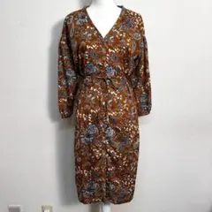 chocol raffine　花柄ワンピース　ブラウン系　サイズF　A244