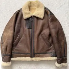 人気✨90's リアルムートン　B-3 シープスキン　レザージャケット　茶色