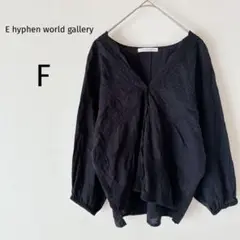 イーハイフンワールドギャラリー ブラウス カットワークレース フェミニン 黒 F