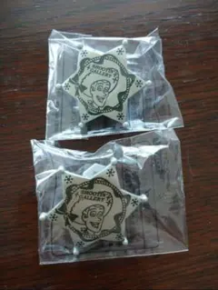 ディズニーランドクリスマス限定トイストーリーウエスタン未開封ウッディバッジ2個