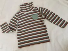 値下げ‼️Samansa Mos2 ストライプ 薄手長袖タートルネック100