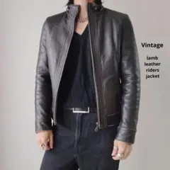 ヴィンテージ 日本製 ラムレザーライダースジャケット 中綿 本革 古着