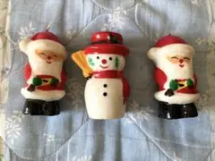 【新品・未使用品】クリスマス　サンタクロース　雪だるま　キャンドル　３点セット