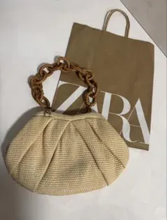 ZARA ラタン風 チェーンハンドル ショルダーバッグのサムネイル