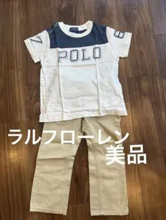 ラルフローレン　RLティーシャツ！美品！オフホワイト　ロゴ110国内購入！