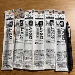 ZEBRA SARASA dry 0.5mm 本体と替芯6本セット　黒のサムネイル