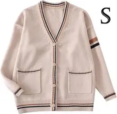 カーディガン ニット 男女兼用 JK制服 Vネック セーター 綿100％ S