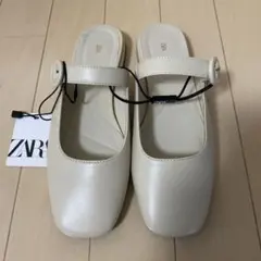 ZARA フラットスリングバックシューズ オフホワイト