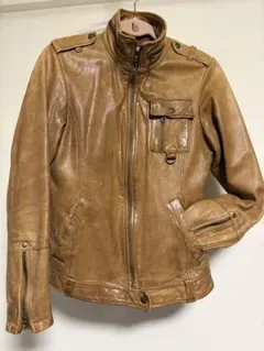 AVIREX レディースMライダースジャケット シングル キャメル 羊革