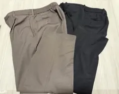 【2本セット】ユニクロ C タックワイドテーパードパンツ　黒、ブラウン　Sサイズ