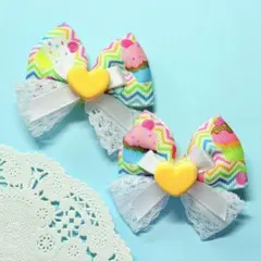 リボン ヘアクリップ ハンドメイド 子供用