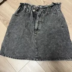 グレー デニムミニスカート ウエストゴム