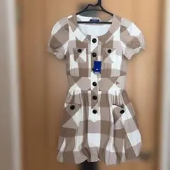 ♡新品タグ付バーバリーブルーレーベル チェック柄 半袖バルーンワンピース 38