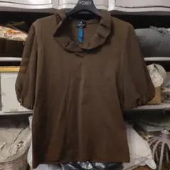 LANVIN ブラウン フリル Tシャツ 38