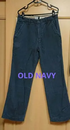 メンズオールドネイビー　ダークブルーグレー チノパン コットン素材 32✕32