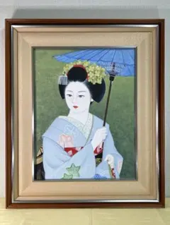 六代目歌川豊国作 手描き 日本画板画 題目 舞妓図 額装仕立て - メルカリ